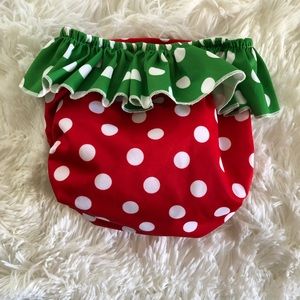 SALE!Christmas Cloth Diaper Cover Red Green Ruffle